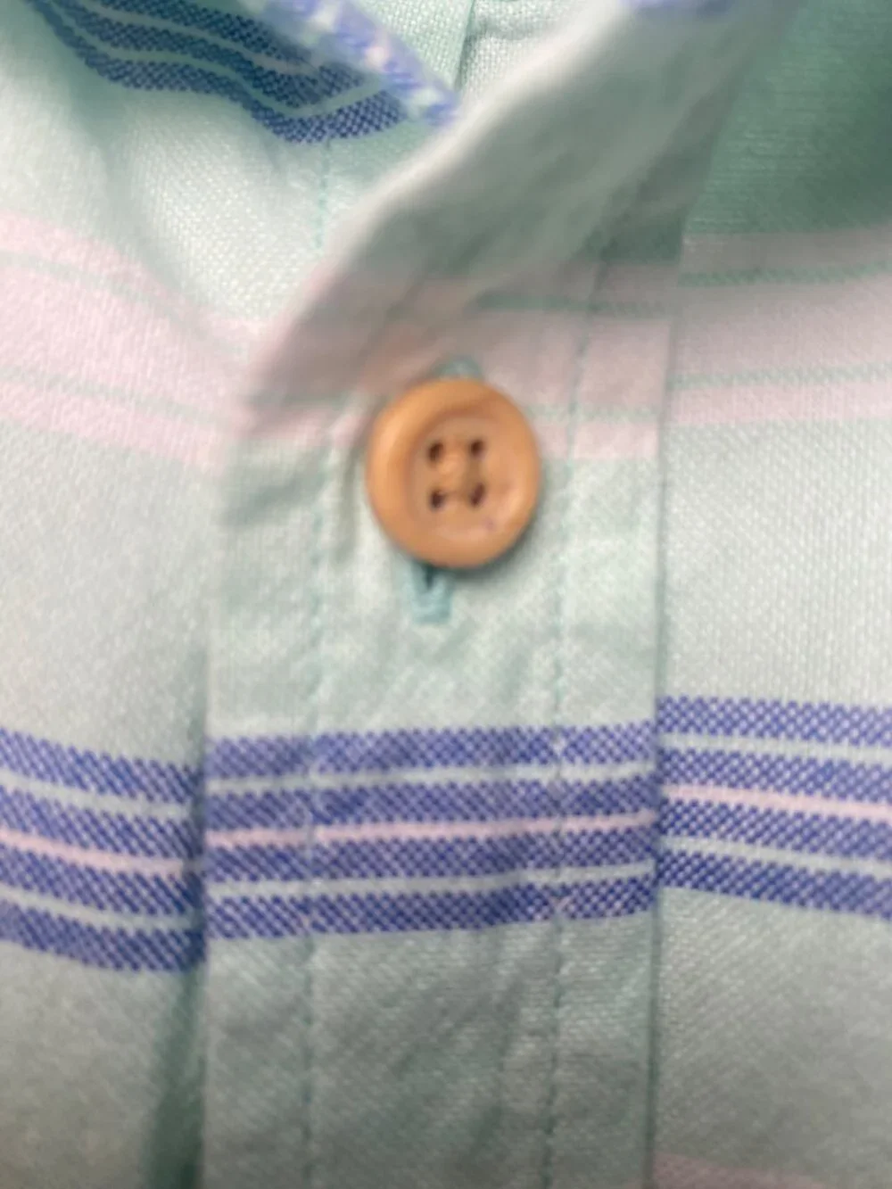 The Children's Place Striped Button-Up Shirt Boys XL (14) Mint Blue Short Sleeve